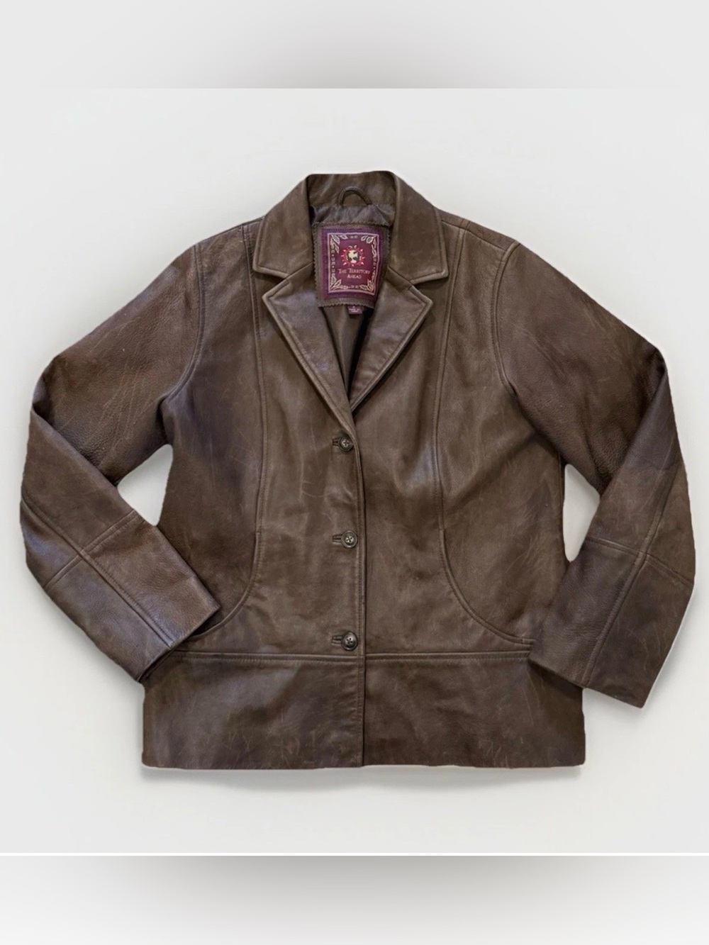 Vintage Womens Leather Jacket The Territory Ahead Sz 8 Brown 90s Y2K Rugged